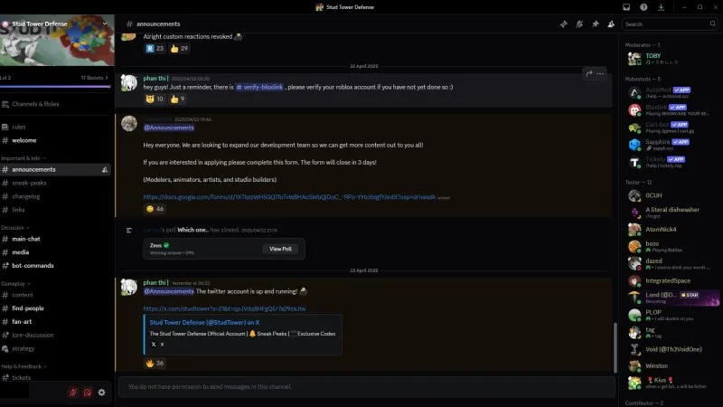 stud tower defense discord server